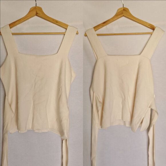 Anthropologie Tops - Anthropologie Harlow Knit Tank Cream Off‎ White Large L Tie Detail